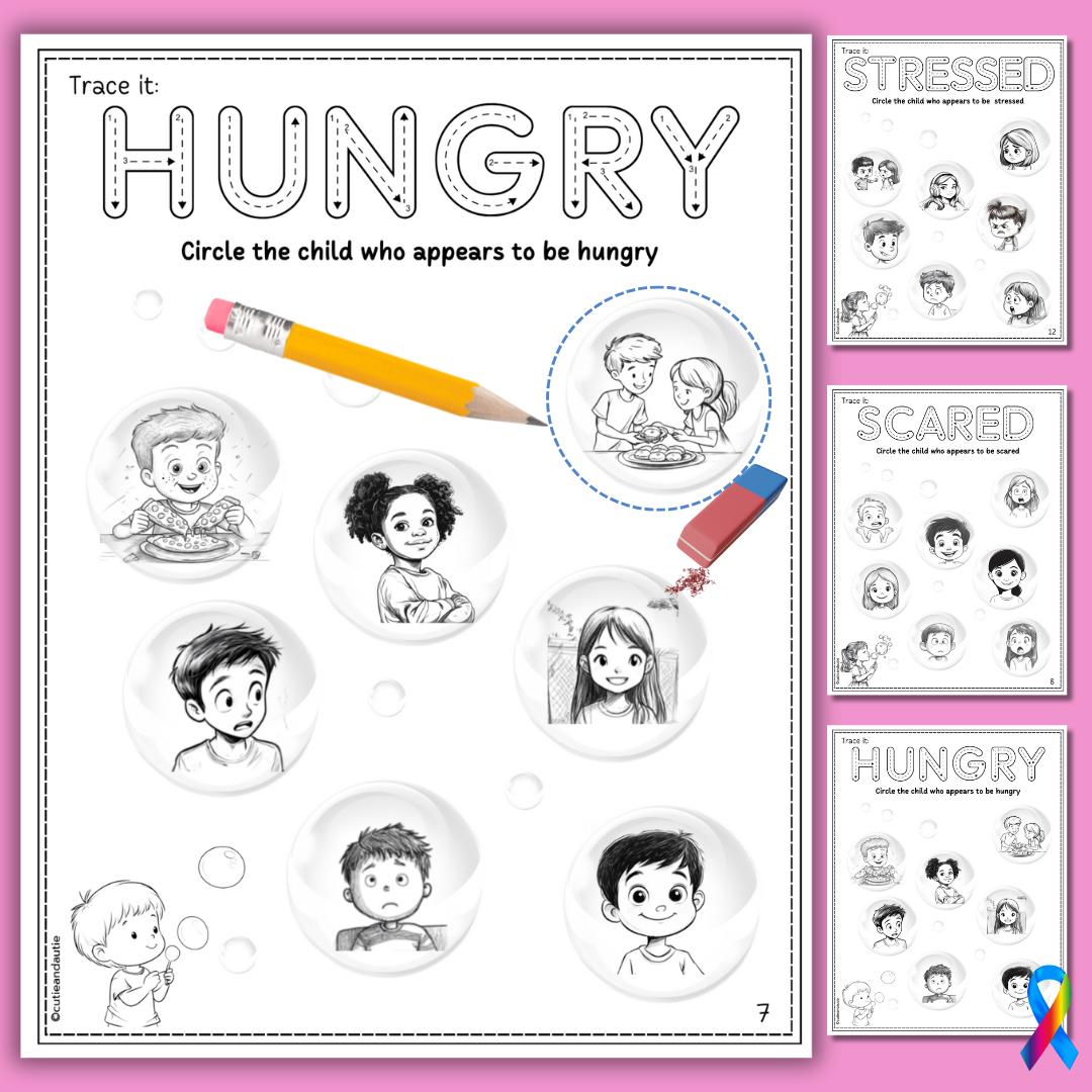 Social Emotions Bubbles: Visual Worksheets for Understanding Feelings