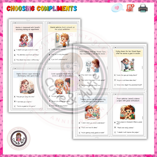 Choosing Compliments: A Fun Learning Tool for Kids with Autism 25 CARDS