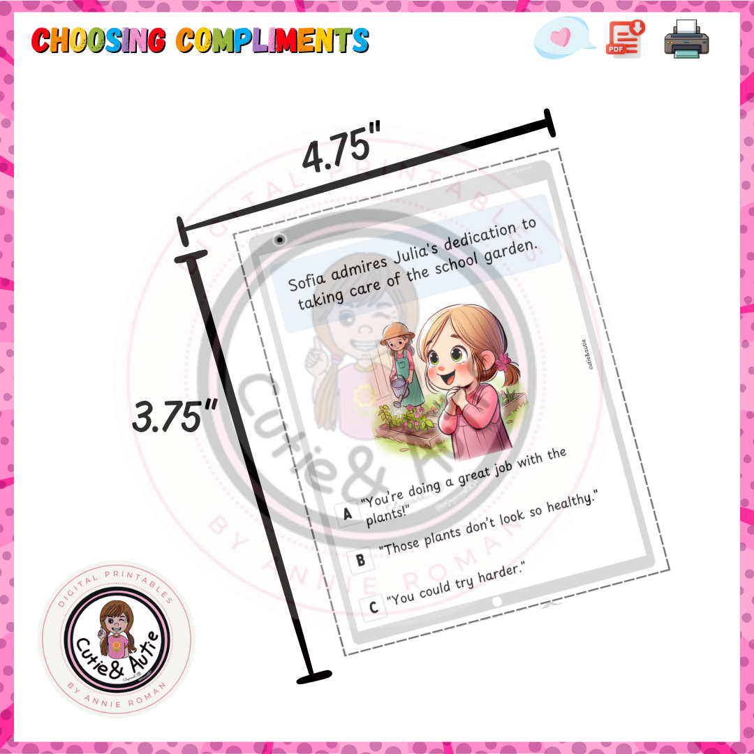 Choosing Compliments: A Fun Learning Tool for Kids with Autism 25 CARDS