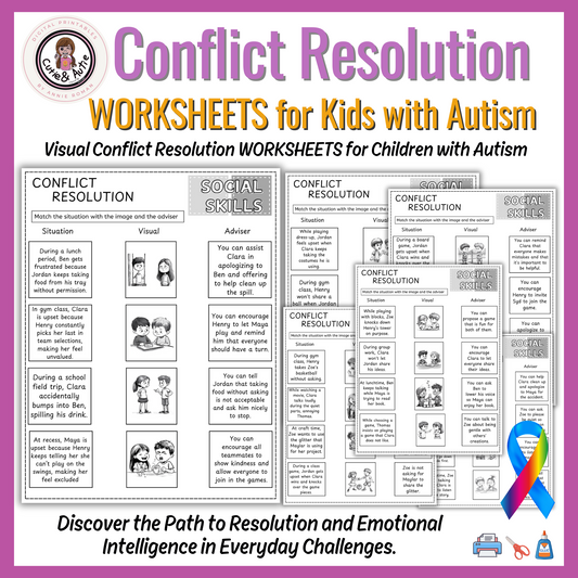 SOCIAL SKILLS: Conflict Resolution WORKSHEETS for Kids with Autism