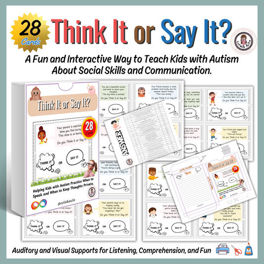 Think It or Say It?/ Social Skills - 28 cards for kids with autism/ special need