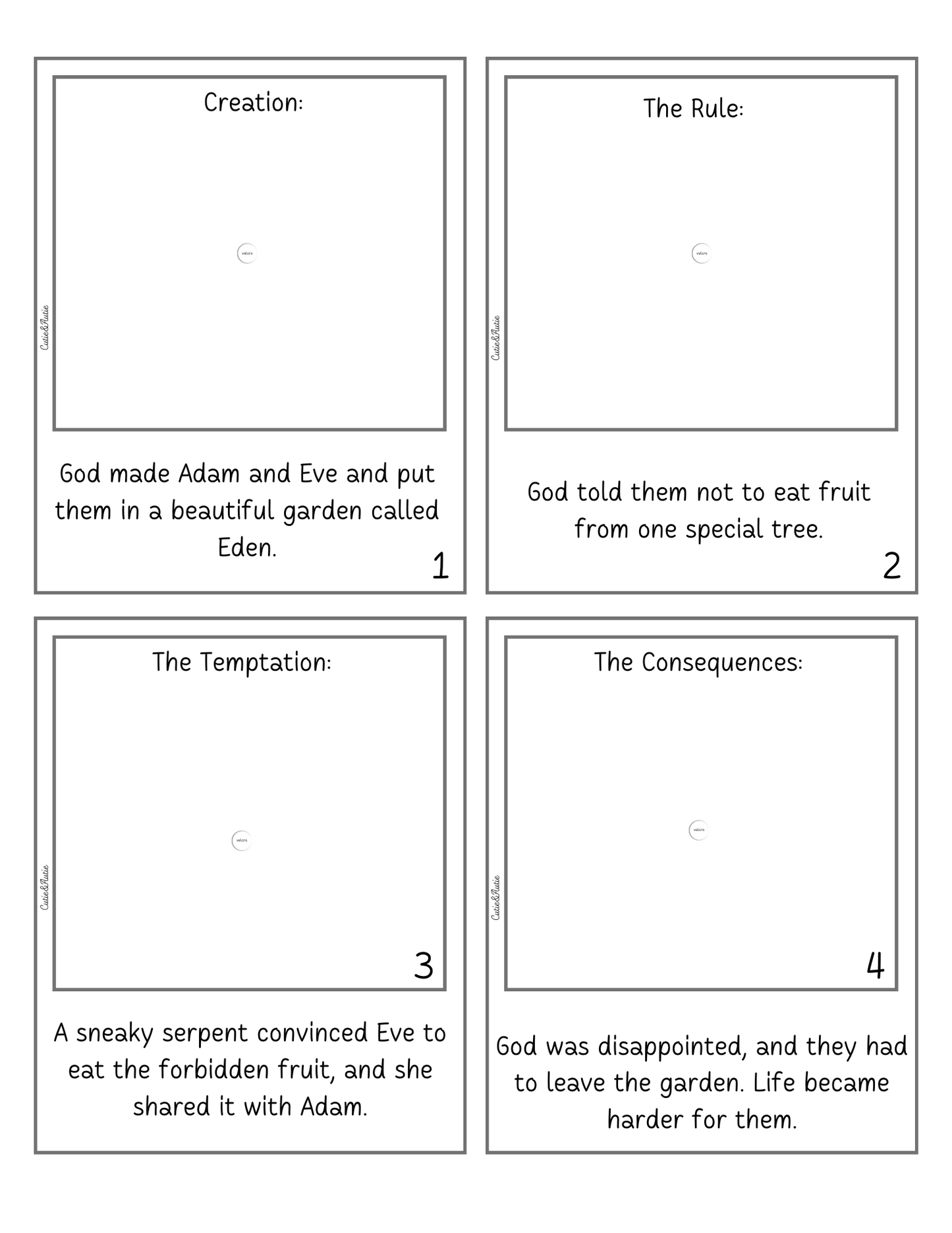 Adventures in Eden: Adam and Eve Flashcards and Sequencing + game cards