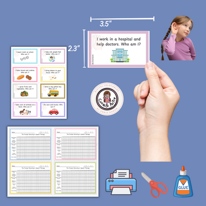 Who Am I? Job Guessing Cards for Kids with Autism ( JOBS) APD autism /30 cards