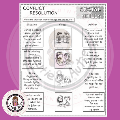 SOCIAL SKILLS: Conflict Resolution WORKSHEETS for Kids with Autism