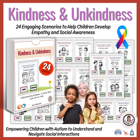 SOCIAL SKILLS: Kindness & Unkindness Cards for kids with autism / 24 cards