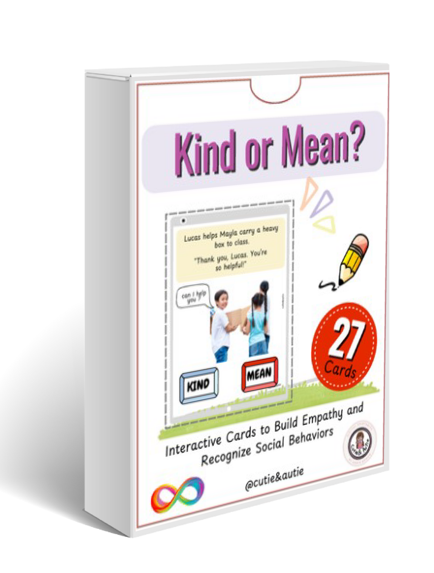 Kind or Mean? Social Skills Cards for Kids 27 cards with data sheet